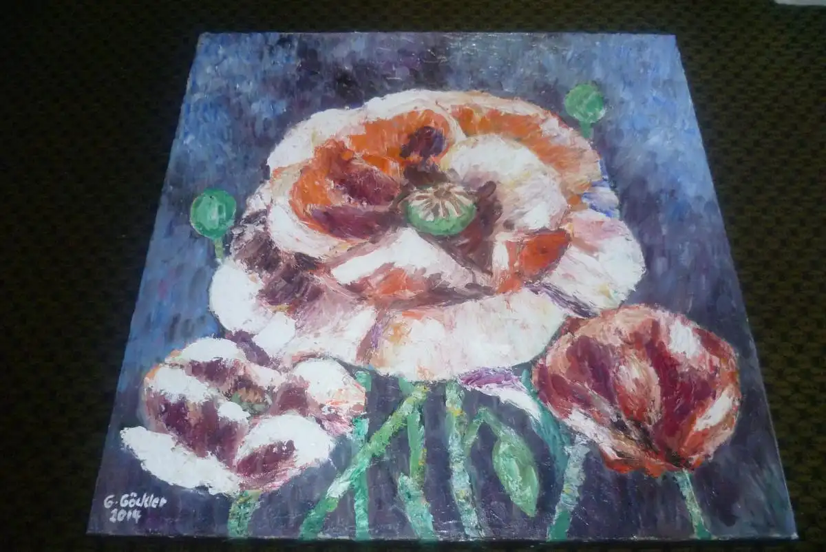 Gisela Göckler Pforzheimer Künstlerin des XX "Mohnblumen im Feld" Ausbildung bei Karl Abt  1899 Pforzheim 1985  und Albert Fessler 1908 Königsbach 1978 beide deutsche Maler