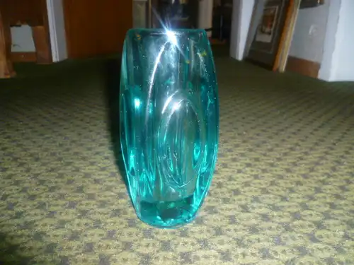 Vintage Böhmischen Rosice Glas Werke Objektiv / Bullet Light Blue Vase Design von Rudolf Schrötter 1955 Sklo Union 