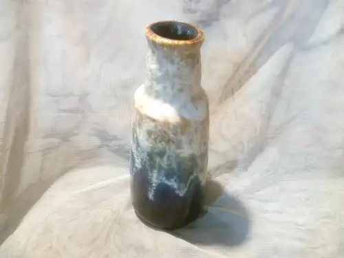 Vintage Ü-Keramik Vase in tiefem Blau und schäumender weißer Fat Lava Vase 1437 21