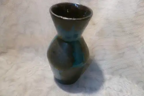 Designer: Heinz Siery :70er SCHEURICH Vase Nr. 523-18 FAT LAVA türkis/schwarz , sehr selten !!