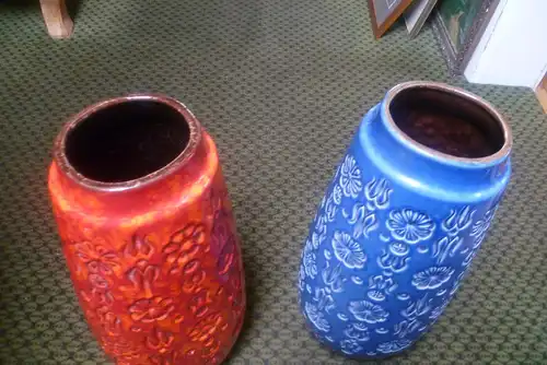  60s 70s Scheurich 265-42Keramik Vase flower in roter Lasur  west german ceramic ,