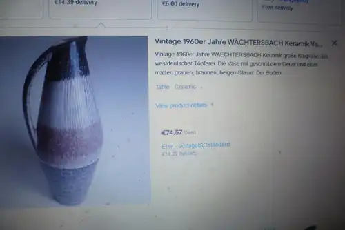 Ursula Fresca Keramik Vintage 1960er Jahre WAECHTERSBACH große Ballonvase