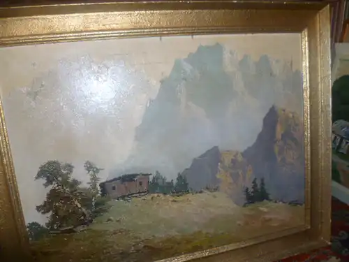 Georg Arnold-Graboné 1896München 1982 Buchhof Almhof Hintergrund Grossvenediger im Brixental /Via Monte Luco Meran Loldotal , Monte Gustallo Dolomiten D`Ampezzo , Trottachspitzen , Kaisergebirge