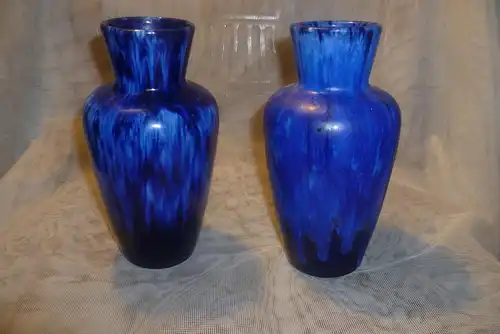 Konvolut 2 Stück Gerda Heukeroth Designerin bei Scheurich 523 /18 seltene seltene blau Fat Lava Mid Century um 1970 Vasen Töne Vintage Vase Mid Century 