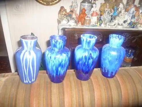 Konvolut 4 Stück Gerda Heukeroth Designerin bei Scheurich 523 /18 seltene seltene blau Fat Lava Mid Century um 1970 Vasen Töne Vintage Vase Mid Century 