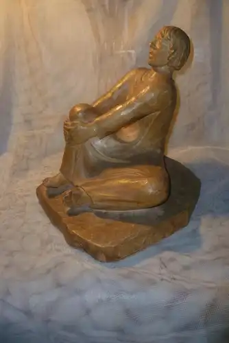 Der singende Mann  Lindenholz nach Ernst  Barlach 1870-1938 Art Deko um 1940 signed F.M 