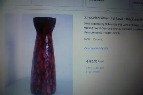 Scheurich Keramik Vase 520-32 Fat Lava Ceramic 70´s Höhe 32 cm