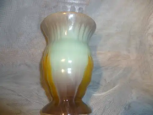 Bay Ra Echtes Frühprodukt von Eduard Bay. Orange Uranfarbe. Laufglasur Ransbach Deutschland Vase  um 1940-50 