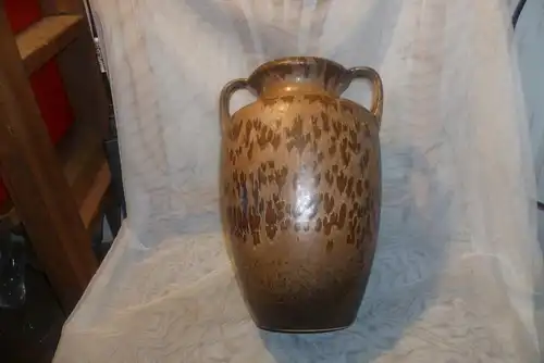 Keramik Doppelhenkel Vase  Steuler 606-28beige braun Vintage Pop Art gesprenkelt Art 1 Straußenei