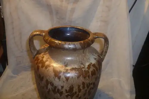 Keramik Doppelhenkel Vase  Steuler 606-28beige braun Vintage Pop Art gesprenkelt Art 1 Straußenei