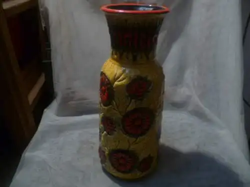 Überlacker Designer Bodo Mans oder Halidan Kutlu Studio Design Keramik Vase Formnummer 1432/30 Etikett vorhanden H: 31 cm