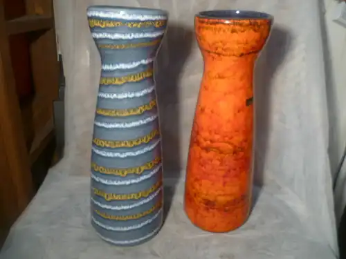 Konvolut 2 Stück Scheurich Keramik Vase 520-32 Fat Lava Ceramic 70´s Höhe 32 cm