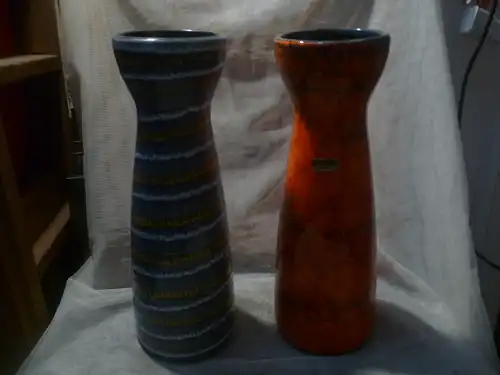 Konvolut 2 Stück Scheurich Keramik Vase 520-32 Fat Lava Ceramic 70´s Höhe 32 cm