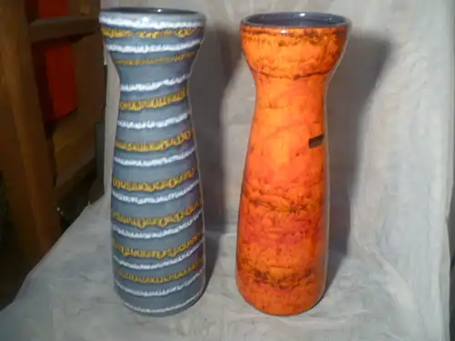 Konvolut 2 Stück Scheurich Keramik Vase 520-32 Fat Lava Ceramic 70´s Höhe 32 cm