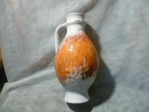 Vintage KARLSRUHER MAJOLIKA Orange Henkelvase 7316 von Fridegart Glatzle 1950 - 1960er Jahre