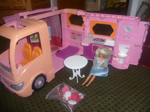 Mattel Barbie Vintage 2000 Ära BARBIE FAHRZEUG WOHNMOBIL GLAM CAMPER WC BAD KÜCHE WOHNEN SCHLAFEN TERRASSE EDEL