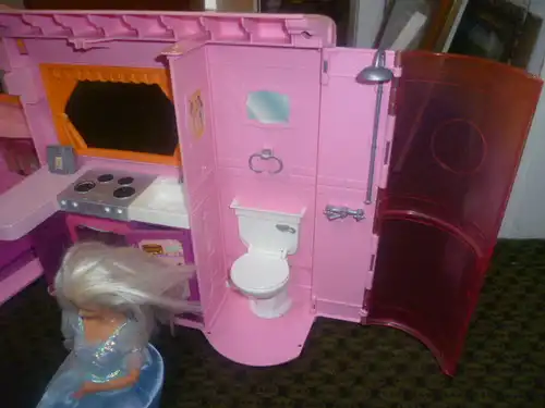 Mattel Barbie Vintage 2000 Ära BARBIE FAHRZEUG WOHNMOBIL GLAM CAMPER WC BAD KÜCHE WOHNEN SCHLAFEN TERRASSE EDEL