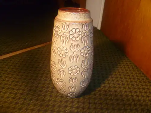 Europa Line Bernina 60s 70s Scheurich 265-32Keramik Vase flower Relief west german ceramic , H: 32 cm aus der Vitrine!