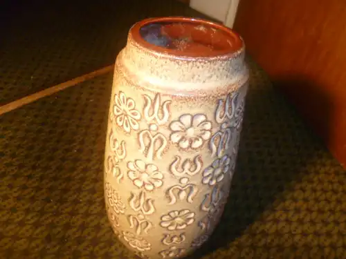 Europa Line Bernina 60s 70s Scheurich 265-32Keramik Vase flower Relief west german ceramic , H: 32 cm aus der Vitrine!