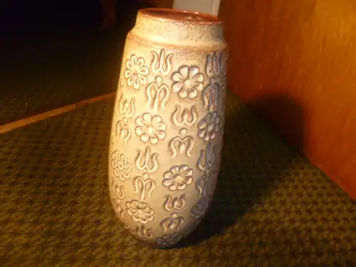 Europa Line Bernina 60s 70s Scheurich 265-32Keramik Vase flower Relief west german ceramic , H: 32 cm aus der Vitrine!