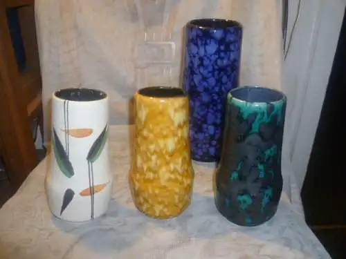 Konvolut 3 Stück Scheurich Keramik Vase Formnr. 529/18= 3 Stück 529-25= 1 Stück Mid Century hier seltene Farben (gelb ist verkauft)