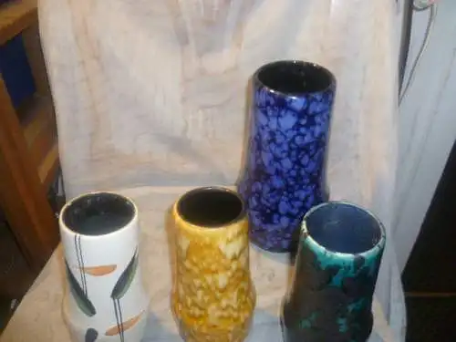 Konvolut 3 Stück Scheurich Keramik Vase Formnr. 529/18= 3 Stück 529-25= 1 Stück Mid Century hier seltene Farben (gelb ist verkauft)