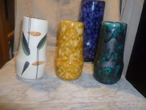 Konvolut 3 Stück Scheurich Keramik Vase Formnr. 529/18= 3 Stück 529-25= 1 Stück Mid Century hier seltene Farben (gelb ist verkauft)