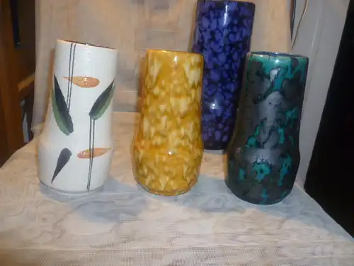 Konvolut 4 Stück Scheurich Keramik Vase Formnr. 529/18= 3 Stück 529-25= 1 Stück Mid Century hier seltene Farben 