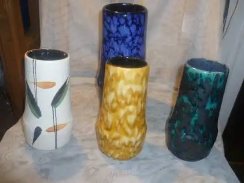 Konvolut 3 Stück Scheurich Keramik Vase Formnr. 529/18= 3 Stück 529-25= 1 Stück Mid Century hier seltene Farben (gelb ist verkauft)