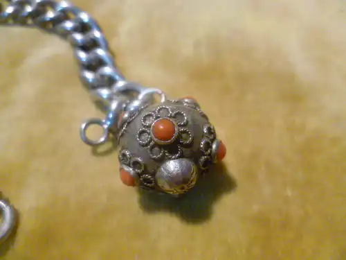Koralle  besetztes Armband orientalisch Osmanisch Silber Vintage um 1880-1900