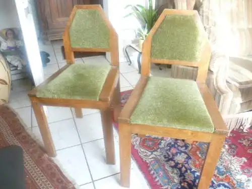 Bauhaus  deutsche Werkstätten  Riemerschmidt Hoffmann !!!! Paar Esszimmer Stühle Arts & Crafts Stil , Frankreich frühes 20 Jahrhundert = Frankreich 1915-1925 , massiv Eiche