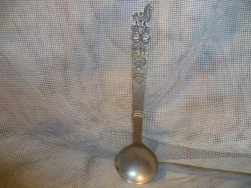 Zucker Löffel Silber 900 Motiv Tumi mit Lama um 1950 H: 14cm
