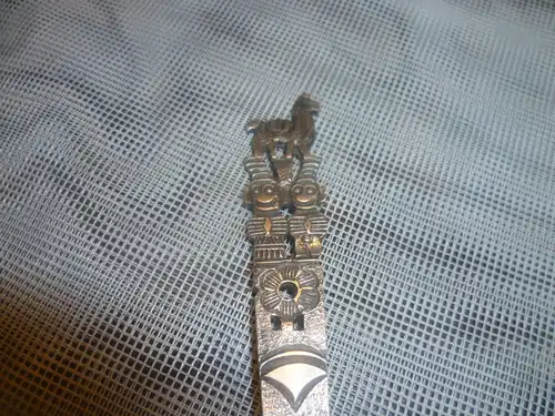 Zucker Löffel Silber 900 Motiv Tumi mit Lama um 1950 H: 14cm