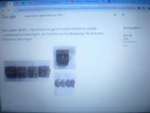 Frankreich 3 Stück originale Löwenfratze Hand  geschnitzt Gründerzeit  Eiche um 1870-90    Masse: 7 x 6,5 cm 