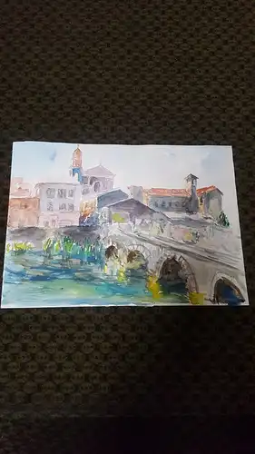 Rote Reiter Malergruppe Rudolf Hirschi 1917 Stuttgart – 2001 Aquarell Stadt in Spanien Vorstudien für ein späteres Gemälde