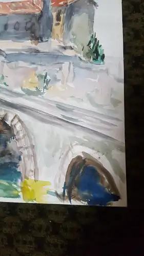 Rote Reiter Malergruppe Rudolf Hirschi 1917 Stuttgart – 2001 Aquarell Stadt in Spanien Vorstudien für ein späteres Gemälde