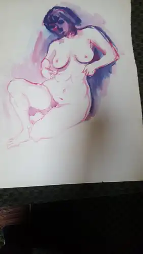 Rote Reiter Malergruppe Rudolf Hirschi 1917 Stuttgart – 2001 Junger Mädchen  Akt Aquarell