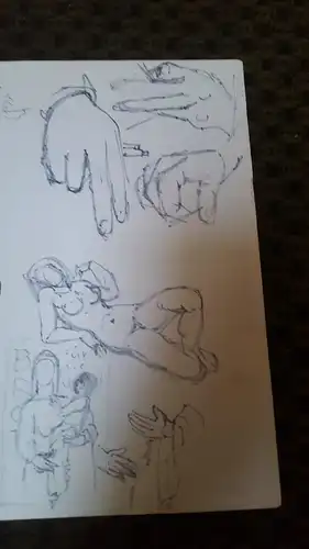 Rote Reiter Malergruppe Rudolf Hirschi 1917 Stuttgart – 2001 San Gimignano ,Akt, Kinderkopf   etc Buntstifzeichnung  Studien für Gemälde