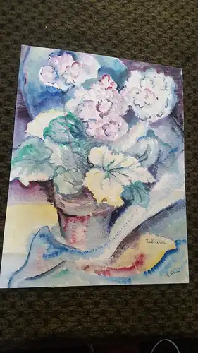 Rote Reiter Malergruppe Rudolf Hirschi 1917 Stuttgart – 2001 Buntes Geranien Stilleben Aquarell Studien für Gemälde