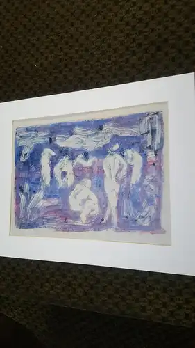 Rote Reiter Malergruppe Rudolf Hirschi 1917 Stuttgart – 2001 Akt Gruppe Stein Handabzug Studien für Gemälde