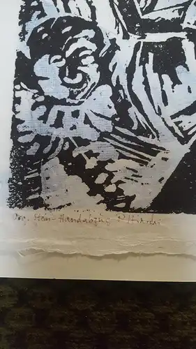 Rote Reiter Malergruppe Rudolf Hirschi 1917 Stuttgart – 2001 Hengste kämpfend / Hengste im Zirkus Gruppe Stein Handabzug Studie für Gemälde