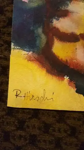 Rote Reiter Malergruppe Rudolf Hirschi  links signiert Italienische Architektur in Landschaftsydille buntes Aquarell Studien für Gemälde