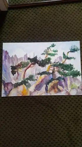 Rote Reiter Rudolf Hirschi  1917- 2001 Frühwerk" Farbenfrohe Landschaftsdarstellung in Korsika" großes Aquarell rechts signiert 1950 datiert