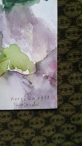 Rote Reiter Rudolf Hirschi  1917- 2001 Farbenfrohe Landschaftsdarstellung in Korsikagr, Aquarell rechts signiert 1950 datiert
