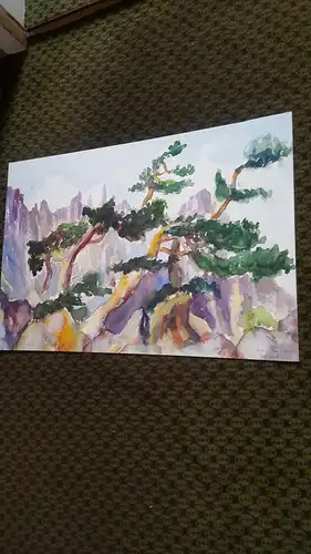 Rote Reiter Rudolf Hirschi  1917- 2001 Farbenfrohe Landschaftsdarstellung in Korsikagr, Aquarell rechts signiert 1950 datiert