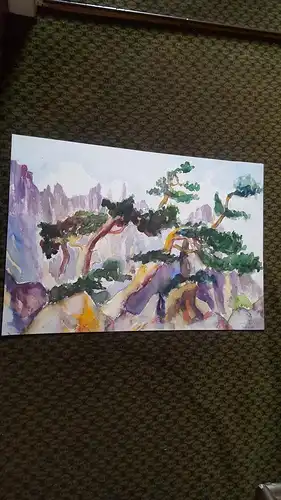 Rote Reiter Rudolf Hirschi  1917- 2001 Farbenfrohe Landschaftsdarstellung in Korsikagr, Aquarell rechts signiert 1950 datiert