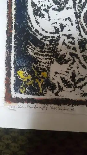 Rote Reiter Malergruppe Rudolf Hirschi 1917 Stuttgart – 2001 Zwei Damen der Gesellschaft im Sommerkleid mit Hut  Stein Handabzug Hand koloriert Studie für Gemälde