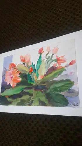 Rote Reiter Rudolf Hirschi 1917- 2001  Blumenstilleben  farbenfrohes   Aquarell links signiert um 1950 gemalt