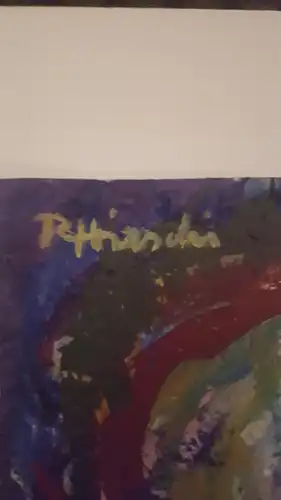 Rote Reiter Malergruppe Rudolf Hirschi 1917 Stuttgart – 2001 Mädchenakt mit stahlblauen Tuch stehend  im Sonnenstrahlen Wirbel Öl/Acryl Gemäldle links oben  signiert  