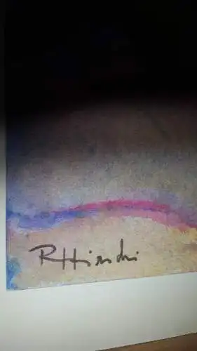 Rote Reiter Malergruppe Rudolf Hirschi 1917 Stuttgart – 2001 Mädchenakt auf den Knien liegend  in Blau Violett  und Gelbtöne  grosses Acryl Mischtechnik Gemälde  links unten signiert  